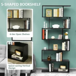 Costway 2 PCS 6 Tier S-Shaped Bookshelf Storage Display Bookcase Z-Shelf -Costway GUEST f1ab1091 3c34 45dd a22a 8a085ee77dde