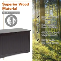 Costway Wooden Toy Box Kids Storage Chest Bench W/ Flip-Top Lid & Safety Hinge WhiteBrown -Costway GUEST f1ad17c1 eef1 433f 986a 80eb6a49c004