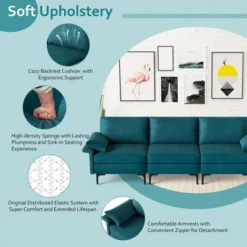 Costway Modern Modular Fabric 3-Seat Sofa Couch With Socket USB Ports & Metal Legs Grey/Blue 19 Costway Modern Modular Fabric 3-Seat Sofa Couch With Socket USB Ports & Metal Legs Grey/Blue -Costway GUEST f1f32c0d 2f39 41d8 9da1 16294dcd6da2