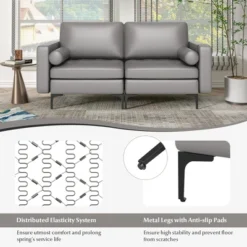 Costway Modern Loveseat 2-Seat Sofa Couch With 2 Bolsters Side Storage Pocket Grey/Red -Costway GUEST f1f9f7ad 15da 44eb 9e8b 45b3c562cec7