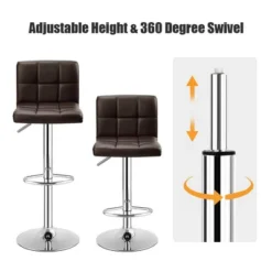 Costway Set Of 2 Bar Stools Adjustable PU Leather Swivel Kitchen Counter Bar Chair Brown -Costway GUEST f2012465 1126 4bfd 9014 d4e505ad0b59