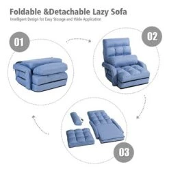 Costway Folding Floor Armchair W/6-position Adjustable Back & Lumbar Pillow Blue -Costway GUEST f205b11c b1e6 45d1 8be4 671b2bd64318