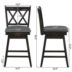 Costway Set Of 2/4 Barstools Swivel Counter Height Chairs W/Rubber Wood Legs Black/White -Costway GUEST f217c12f 135b 469f a948 1da17ad1673b