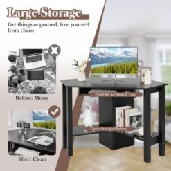 Costway Wooden Corner Desk With Drawer Computer PC Table Study Office Room Black 16 Costway Wooden Corner Desk With Drawer Computer PC Table Study Office Room Black -Costway GUEST f21bbd21 00c1 4539 9c3a 17ab4f60bf0d