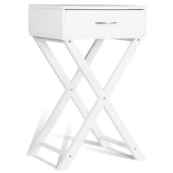 Costway Nightstand X-Shape Drawer Accent Side End Table Modern Home Furniture White -Costway GUEST f21de28c 6940 42cb aed2 133a7f27b776