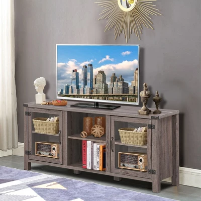 Costway TV Stand Entertainment Center For TV's Up To 65'' W/ Storage Cabinets Deep Taupe 4 Costway TV Stand Entertainment Center For TV's Up To 65'' W/ Storage Cabinets Deep Taupe - Image 2