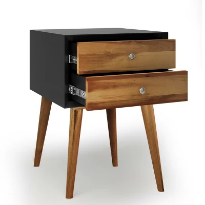 Costway 2PCS Wooden Nightstand Mid-Century End Side Table W/2 Storage Drawers 11 Costway 2PCS Wooden Nightstand Mid-Century End Side Table W/2 Storage Drawers - Image 9