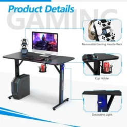 Costway Gaming Desk Home Office PC Computer Desk W/LED Lignt&Gaming Handle Rack -Costway GUEST f2957212 9372 4b0d a83c eed77ad49990