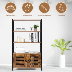 Costway Industrial Storage Cabinet Bookshelf Bookcase Bathroom Floor Cabinet W/3 Shelves -Costway GUEST f2be1d15 90df 4a61 9715 6f36bcb0308f