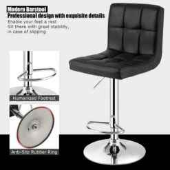 Costway Adjustable Swivel Bar Stool Counter Height Bar Chair PU Leather W/ Back Black -Costway GUEST f2d0bdec 586e 492d a5b5 1edc14fd1bdd