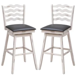 Costway Set Of 2 Swivel Bar Stools Bar Height Upholstered Faux Leather Dining Chairs -Costway GUEST f2df3ade 0ee4 4c1f b1b3 a006e1bc82fc