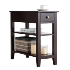 Costway 3Tier Nightstand Bedside Table Sofa Side End Table W/Double Shelves Drawer Brown 18 Costway 3Tier Nightstand Bedside Table Sofa Side End Table W/Double Shelves Drawer Brown -Costway GUEST f2e6b1bd 9a5c 4552 9e98 e286184c45fe
