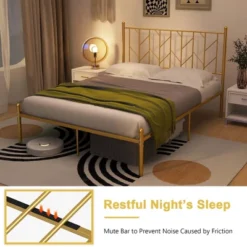 Costway Full/Queen/Twin Size Metal Platform Bed Frame Vintage Headboard Mattress Foundation Gold -Costway GUEST f2f298b5 59c7 4276 b177 bbe46bca791e