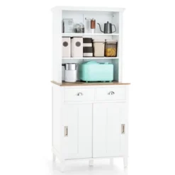 Costway Freestanding Kitchen Pantry Storage Cabinet Buffet W/Hutch Sliding Door & Drawer -Costway GUEST f2fa5949 0aaf 4caa bbd3 7d0968217688