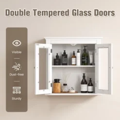 Costway 2-Door Bathroom Wall Mount Medicine Cabinet With Tempered Glass & Adjustable Shelf -Costway GUEST f3316836 7a26 4716 9da7 cc75362bf94b