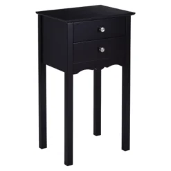 Costway Side Table End Accent Table Night Stand W/ 2 Drawers Furniture Black -Costway GUEST f33621fc e358 4f62 8edc af3277fbe278