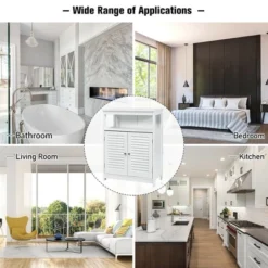 Costway Bathroom Wood Storage Cabinet W/ Double Shutter Door -Costway GUEST f341d0cf 1303 4a38 8021 9c1fd91472bf