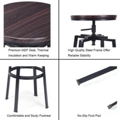 Costway Set Of 2 Vintage Bar Stool Adjustable Wood Metal Design Pub Chairs Industrial Backless -Costway GUEST f3537658 506c 4649 bec3 45e75d451747