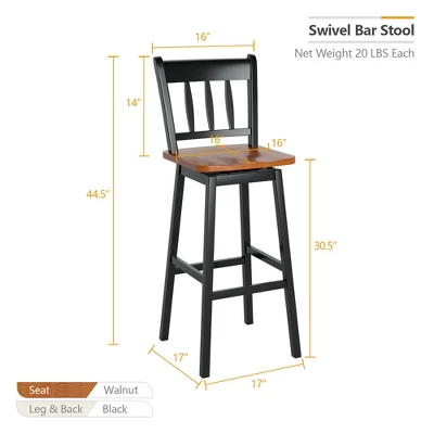 Costway Set Of 4 Swivel Bar Stools 30.5'' Pub Height Dining Bar Chairs CreamBlack 5 Costway Set Of 4 Swivel Bar Stools 30.5'' Pub Height Dining Bar Chairs CreamBlack - Image 3