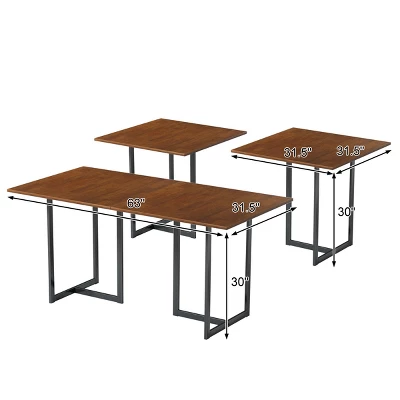 Costway 63'' Console Dining Table Rectangular Kitchen Table W/ Metal Frame And Wood Top 3 Costway 63'' Console Dining Table Rectangular Kitchen Table W/ Metal Frame And Wood Top