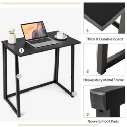 Costway Folding Computer Desk No Assembly Study Writing Table For Small Spaces Walnut/Black/Brown/White -Costway GUEST f38f8475 c043 443f a626 1f22b56dc33a