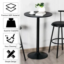 Costway 24" Round Pub Table Bistro Bar Height Cocktail Table W/Metal Base Indoor Black -Costway GUEST f3c363c7 4dcb 4a0b 87d0 21c06e27fb8b