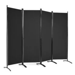 Costway 4-Panel 5.6ft Room Divider Folding Fabric Privacy Screen W/Steel Frame WhiteBlackBrown -Costway GUEST f3cc8e0c f8c8 494b 9194 9636481ed921