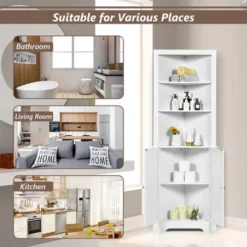 Costway Bathroom Corner Floor Cabinet Tall Bathroom Storage Cabinet W/ Shelves -Costway GUEST f413e26d fb0f 4d31 8b8a 2ce1b1410e28