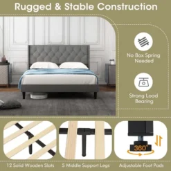 Costway Full/Queen Size Upholstered Platform Bed Button Tufted Headboard Mattress Foundation 17 Costway Full/Queen Size Upholstered Platform Bed Button Tufted Headboard Mattress Foundation -Costway GUEST f41e025b 0498 442a a912 e14f5bfdbf9e