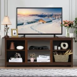 Costway TV Stand 58 Inch Entertainment Media Console Center Up To 65 Inch Coffee Or Black With 2 Tiers -Costway GUEST f4443ad2 7bb9 4d31 bb41 f29d7b4dab03