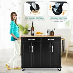 Costway 4-Door Rolling Kitchen Island Cart Buffet Cabinet W/ Towel Racks Drawers WhiteBlack -Costway GUEST f452adb9 2fd5 47ce 95e1 e19a46894958