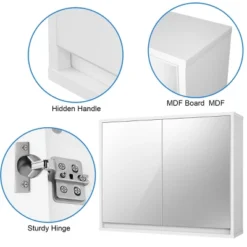 Costway Wall Mounted Bathroom Storage Cabinet Medicine Cabinet Organizer Shelf W/Double Mirror Door White -Costway GUEST f4571210 7aff 459e b6ba 8852df92a3d0