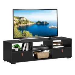 Costway TV Stand Entertainment Media Center Console For TV's Up To 60'' W/Drawers WalnutBlack -Costway GUEST f4870d0b dd55 4b6f a045 b55d1ac8f5e6