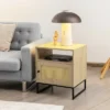 Costway 2PCS Nightstand W/ Cabinet Wooden Side End Table Rattan Decorated Door Oak -Costway GUEST f4d9cdf3 22d3 4c5f b0e2 a0f03e4027ad