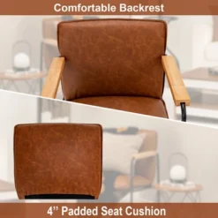 Costway Modern Accent Chair Arm Chair PU Leather W/Rubber Wood Armrest For Living Room -Costway GUEST f5125838 1076 48ca b4f7 d56478426f64