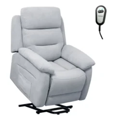 Costway Power Lift Recliner Chair Sofa For Elderly W/ Side Pocket & Remote Control GreyBrown -Costway GUEST f5126e54 e89d 44b2 969b f2bcec2581d9