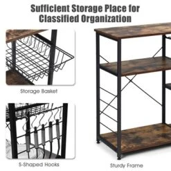 Costway Industrial Kitchen Baker's Rack Microwave Stand Utility Storage Shelf W/ 6 Hooks Steel Black 17 Costway Industrial Kitchen Baker's Rack Microwave Stand Utility Storage Shelf W/ 6 Hooks Steel Black -Costway GUEST f524f6a1 8ccd 4230 a1ce d001015ca25e