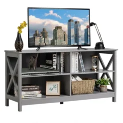 Costway TV Stand Entertainment Media Center For TV's Up To 55'' W/ Storage Shelves Brown/Gray/White 24 Costway TV Stand Entertainment Media Center For TV's Up To 55'' W/ Storage Shelves Brown/Gray/White -Costway GUEST f542da7f c21a 44ed 886b e6365542c637