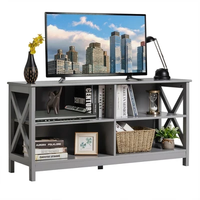 Costway TV Stand Entertainment Media Center For TV's Up To 55'' W/ Storage Shelves Brown/Gray/White 13 Costway TV Stand Entertainment Media Center For TV's Up To 55'' W/ Storage Shelves Brown/Gray/White - Image 11