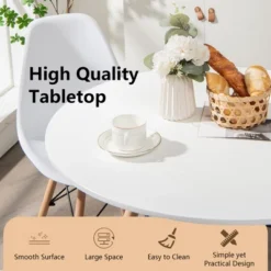 Costway Dining Table Round White Modern Dining Table 31.5'' W/Solid Wooden Leg For Kitchen -Costway GUEST f54ce2c5 2395 4def 889c 5e85f16e8d27