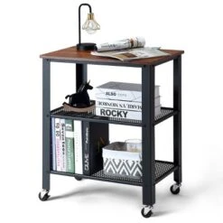 Industrial Serving Cart 3-Tier Kitchen Utility Cart On Wheels W/Storage Black -Costway GUEST f55d03d4 f188 48de 84e3 24de1a49b0dd