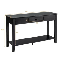Costway Console Table With Drawer Shelf 2 Tier Sofa Side Accent Table Black