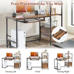 Costway Computer Desk Home Office Desk With Shelves 2 Drawers Keyboard Tray & Movable CPU Stand Study Desk Laptop Table Small Space Rustic Brown 18 Costway Computer Desk Home Office Desk With Shelves 2 Drawers Keyboard Tray & Movable CPU Stand Study Desk Laptop Table Small Space Rustic Brown -Costway GUEST f5bc010d 8a31 4928 842c 09bfcede69c9