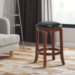 Costway 24'' Swivel Bar Stool Leather Padded Dining Kitchen Pub Bistro Chair Backless -Costway GUEST f5c3afac e432 40c0 a7db a94f9af0f228