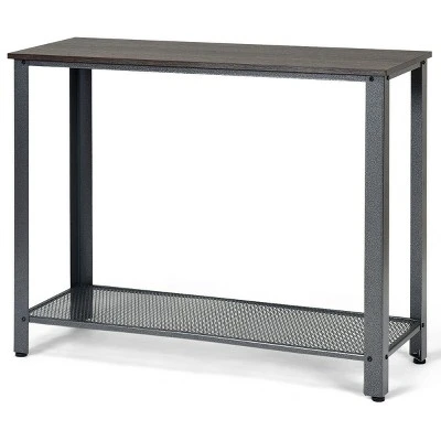 Costway Console Sofa Table W/ Storage Shelf Metal Frame Wood Look Entryway Table SilverBlack 13 Costway Console Sofa Table W/ Storage Shelf Metal Frame Wood Look Entryway Table SilverBlack - Image 11