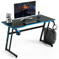 Costway 47.5'' Gaming Desk Z-Shaped Computer Office Table W/Gaming Handle Rack Red/Blue -Costway GUEST f68b0483 ca16 44c0 a32e 0ba4d833c5bb