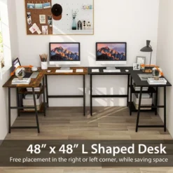 Costway L Shaped Corner Computer Desk Study Table W/Storage Shelves Black/Rustic Brown -Costway GUEST f698026e 6060 4e87 b921 5f22a8a10701