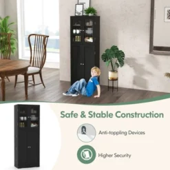 Costway Tall Storage Cabinet Kitchen Pantry Cupboard With Tempered Glass Doors & Shelves Black/White -Costway GUEST f69bed7c e3db 4105 83fc b10f450b9c65