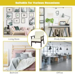 Costway Set Of 2 Fabric Accent Armchair Solid Wood Upholstered Lounge Chair YellowBeigeGrey OrangeBlueGrey -Costway GUEST f6dc5923 fd7c 4aeb bde1 61b5f4a2c07c