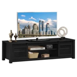 Costway TV Stand Entertainment Center For TV's Up To 65'' With Sliding Mesh Doors Walnut Black -Costway GUEST f6ddd549 8c33 45b9 84a0 654d46262ff1